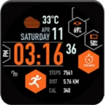 hexane digital watch face android application logo